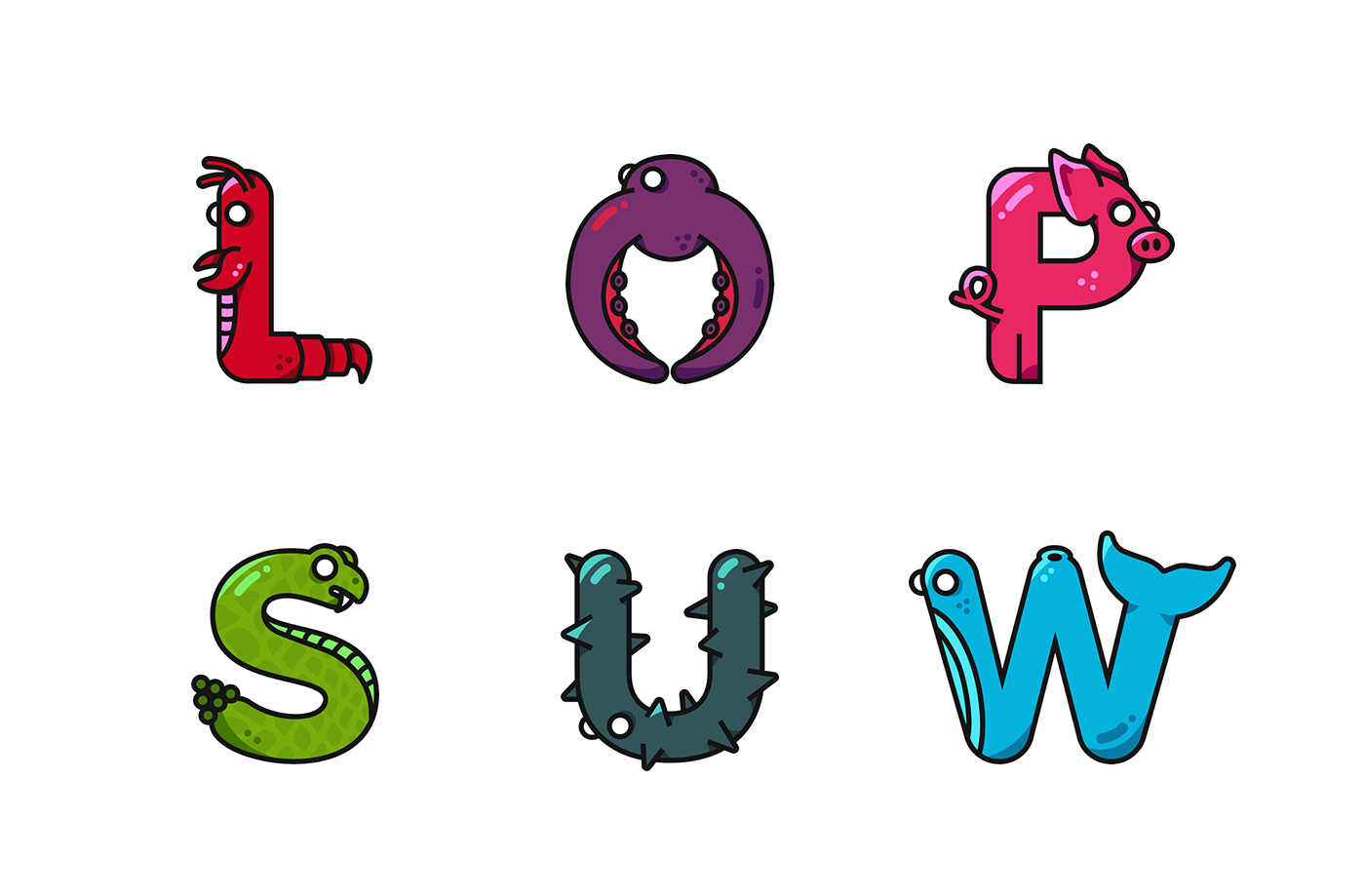typography   letters animals animal ILLUSTRATION  type cute Colourful  Playful letter