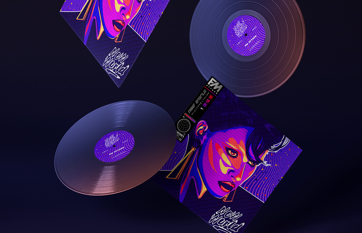 Album Cover Design albumcover branding  cover design graphic design  ILLUSTRATION  music Packaging product design  Synthwave