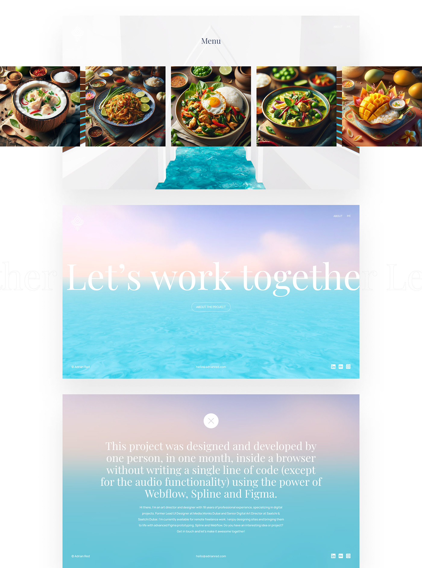 spline Webflow Figma Website 3D immersive Maldives Thai restaurant luxury