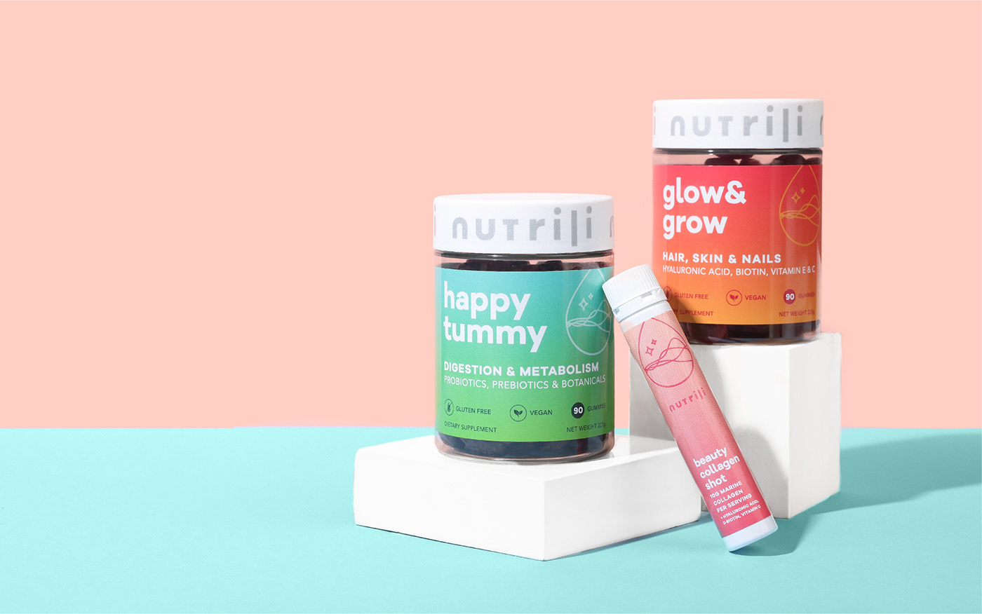 bold brand identity branding  colorful Modern Design packaging design supplement label supplements visual identity vitamins