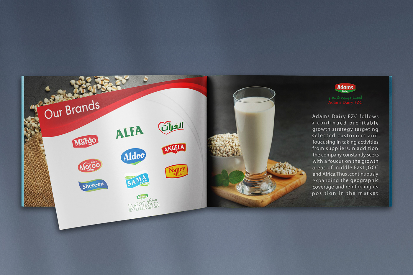 Social media post brochure print Dairy سوشال ميديا بروشور بروفايل شركة مطبوعات حليب compay profile