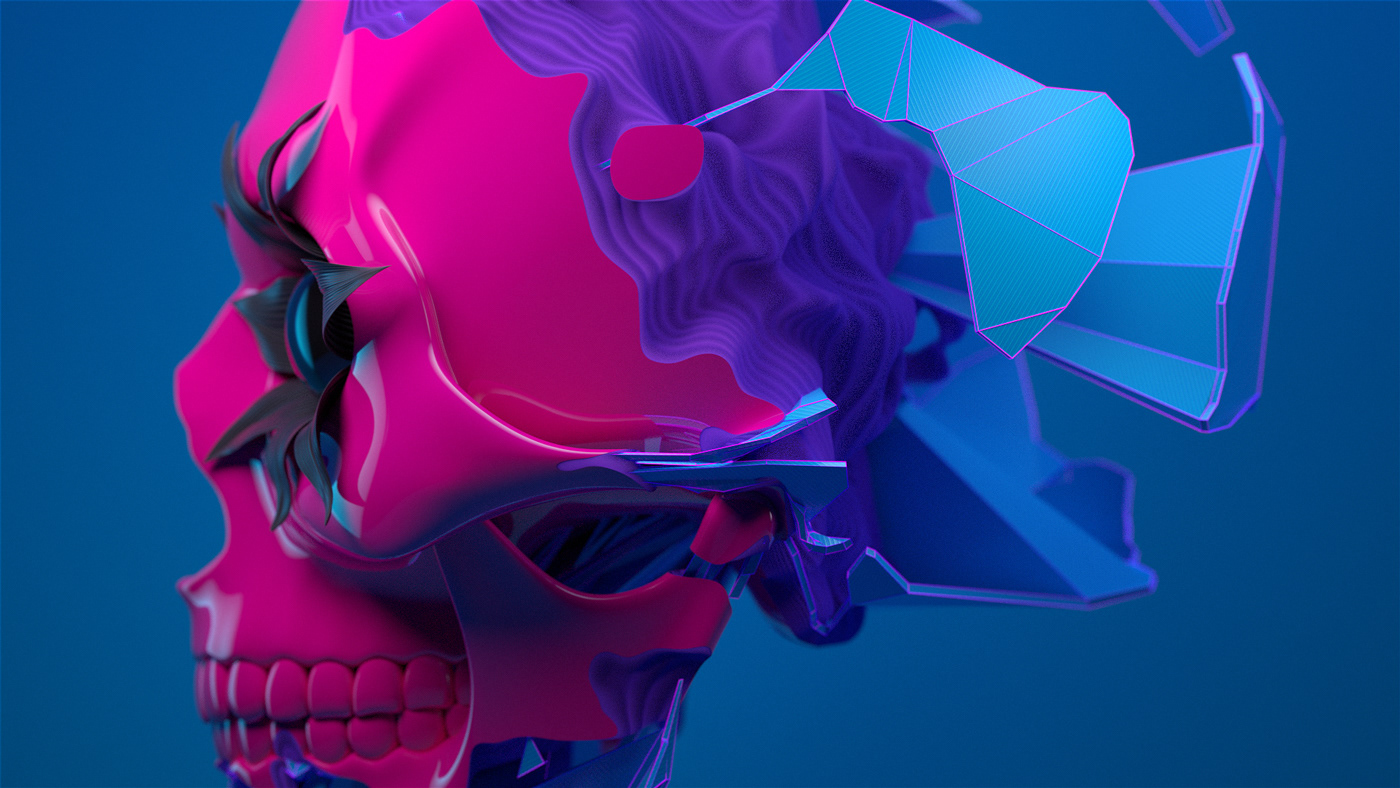 3d animation 3d design after effects blender face head man motion design motion graphic skull