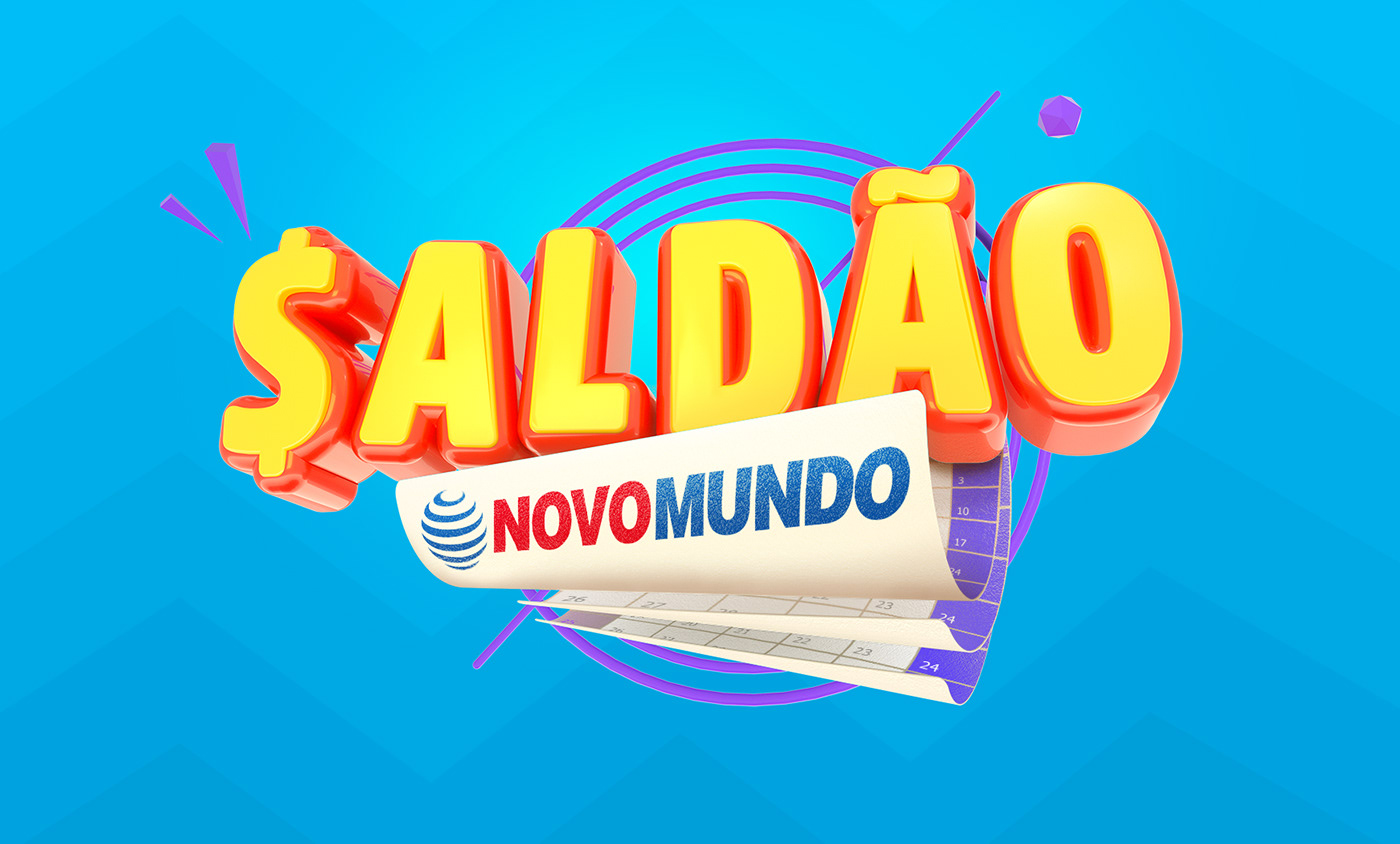 Selo key visual Novo Mundo natal Saldão Black Friday varejo 3D Retail