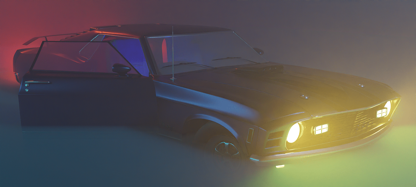 fog Mustang gt muscle car Cycles render blender graphics motion graphics  television animation 3d mist