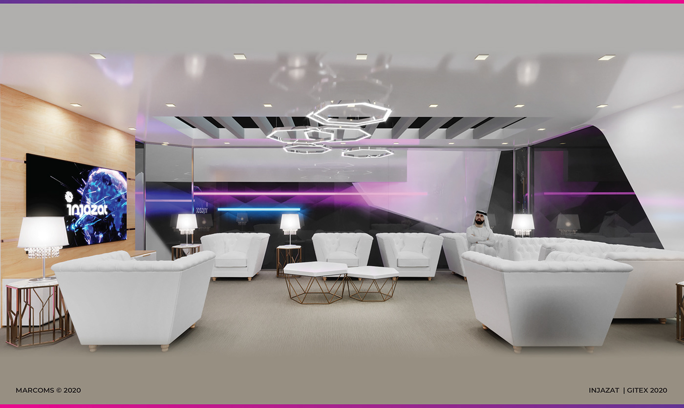 3dmax architecture corona design dubaiexhibitions Event Design Exhibition Design  Injazat UAE uaedesigner