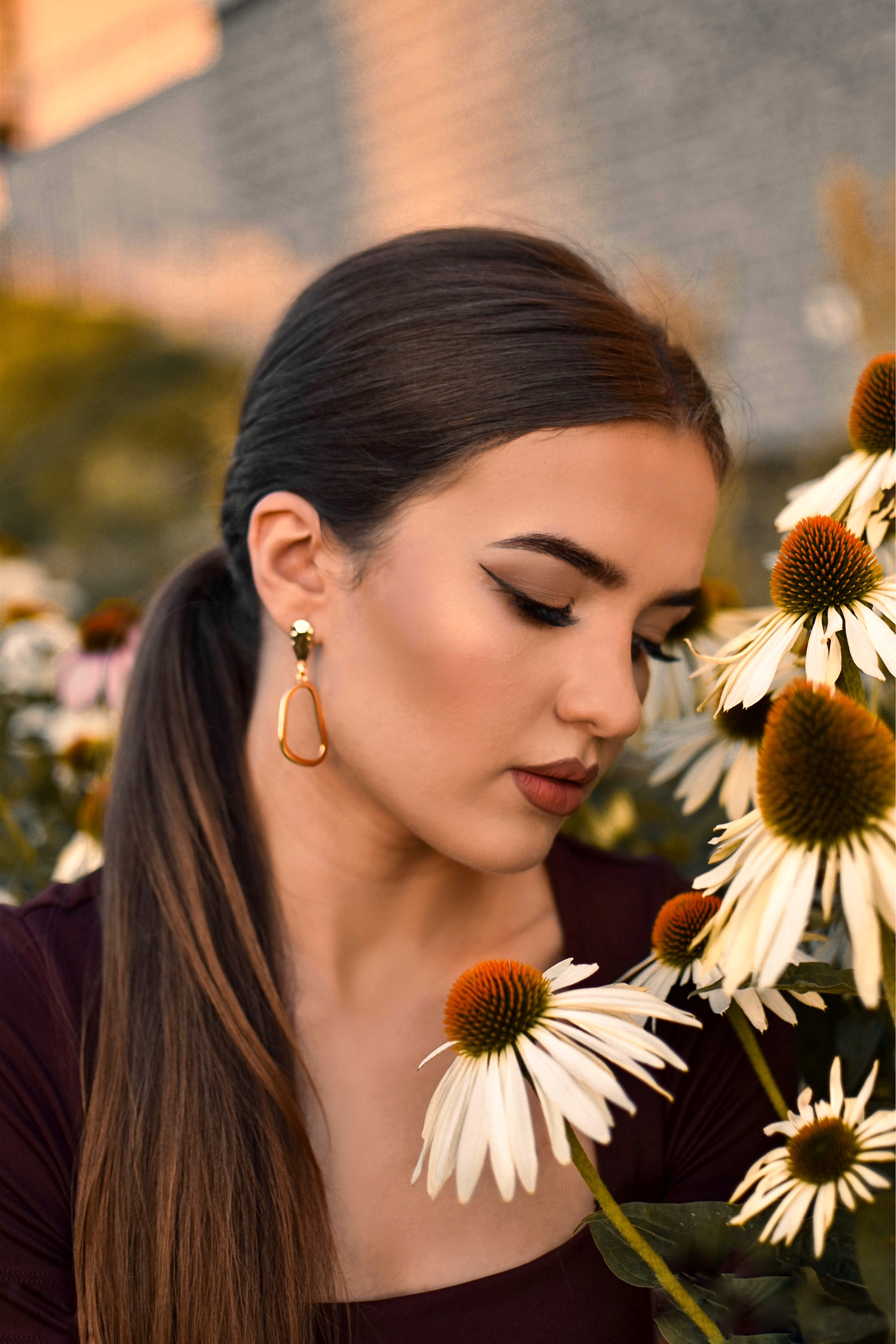 browns golden hour Flowers beauty portrait Classic Makeup