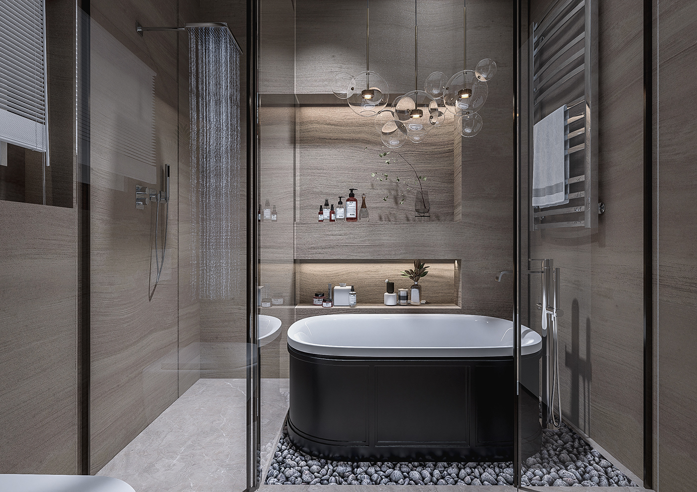 bathroom interior design  modern visualization Render jacuzzi SHOWER water Marble stone