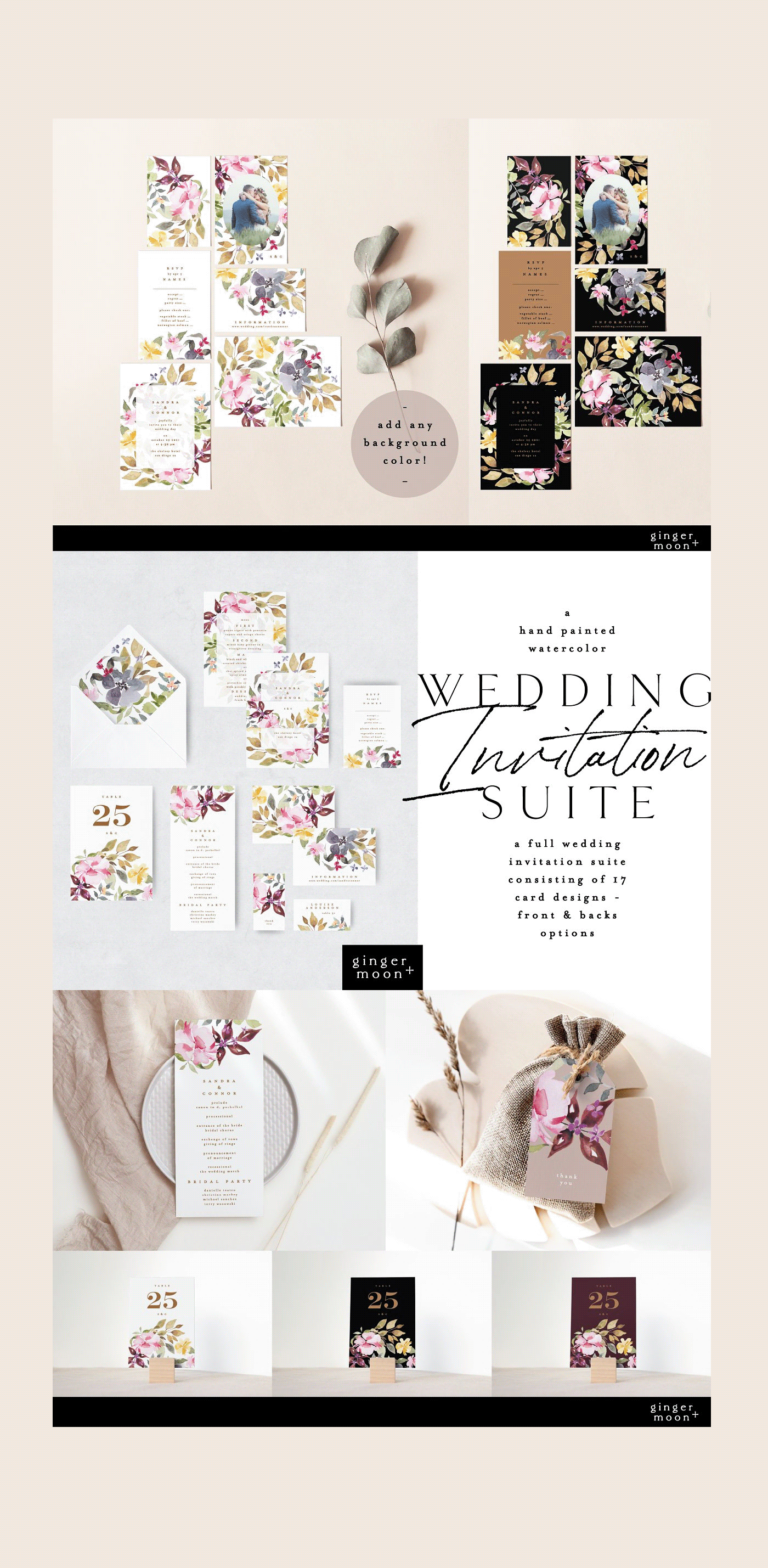 beautiful invitation invitation template painted florals watercolor florals watercolor flowers Watercolor Invitation wedding invitation Wedding invitation set wedding invitation suite wedding template