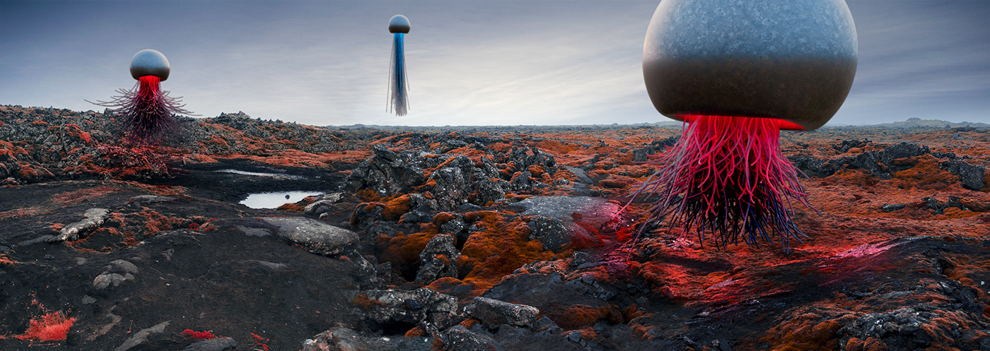 3dsmax alien concept art Digital Art  Landscape Matte Painting retouch retouching  sci-fi Scifi