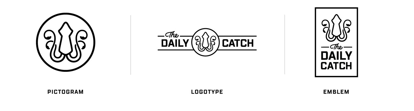 boston Rebrand restaurant seafood The Daily Catch Packaging Food  Squid logos mood