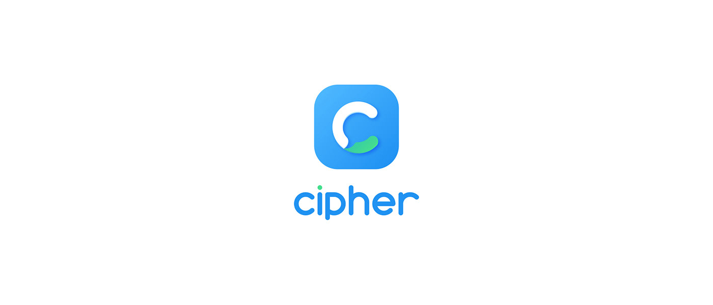 cipher mobile app branding  logo identity color blue