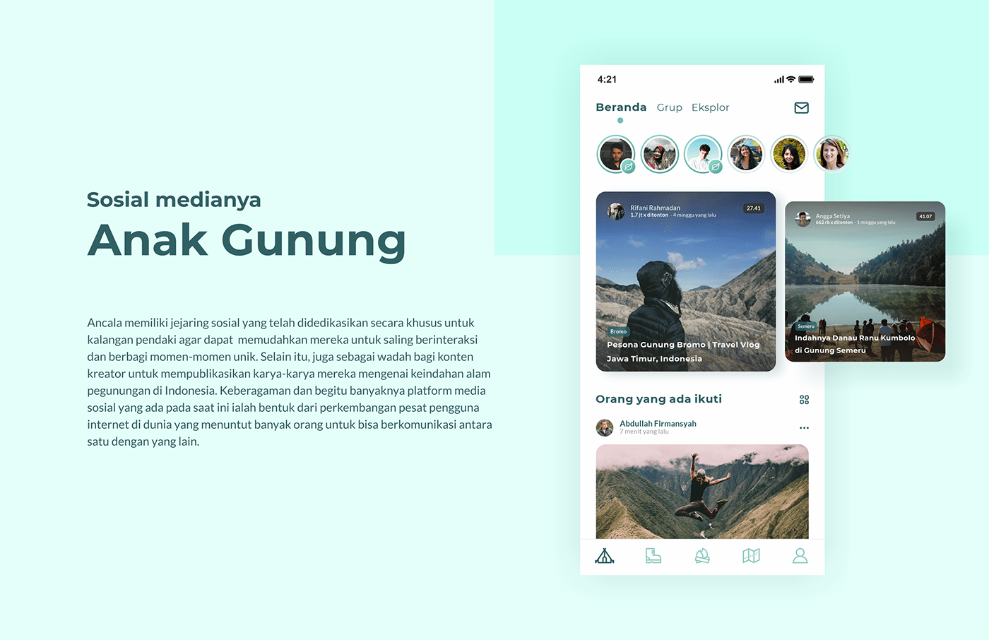 app branding  design hiking logo mobile social UI UI/UX ux