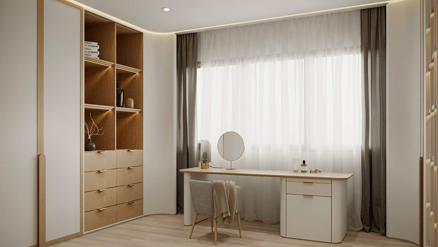architecture archviz art contemporary interior design  monochrome simple minimalism wardrobe White wood