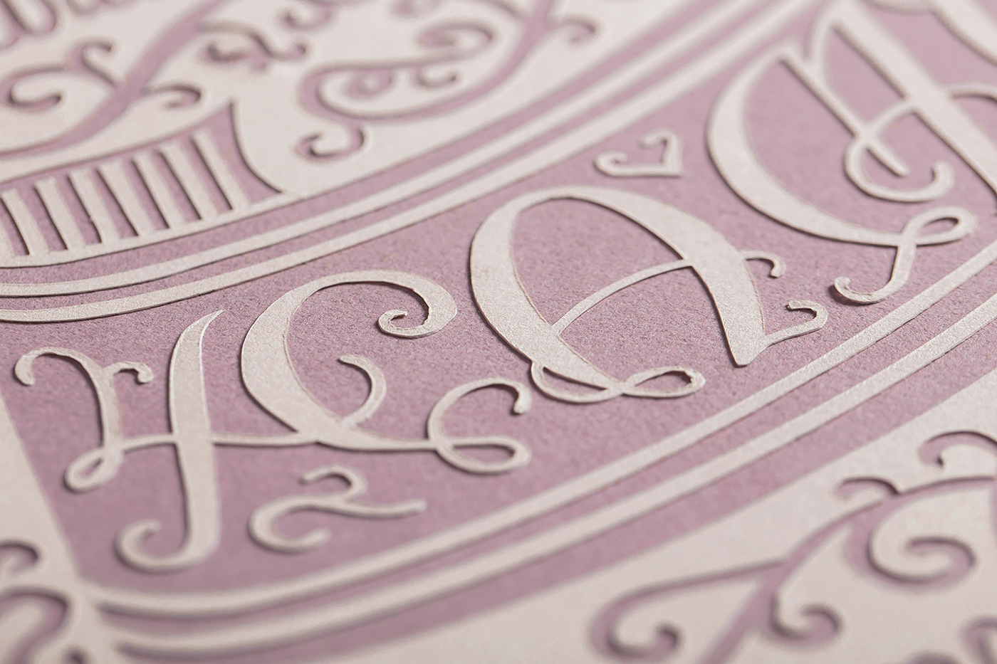 poster paper-cut pink paper White cursive detail ornament