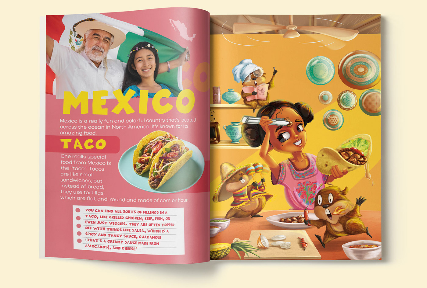 national dishes food illustration Magazine Cover Magazine illustration Non-Fiction Illustration Sushi italian pizza Belarusian food french croissant mexican tacos