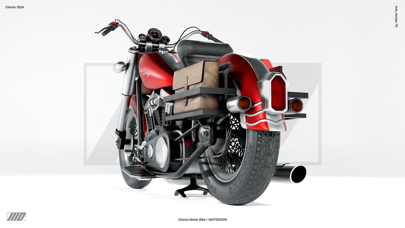 motorbike motorcycle vintage Digital Art  Graphic Designer 3D Render