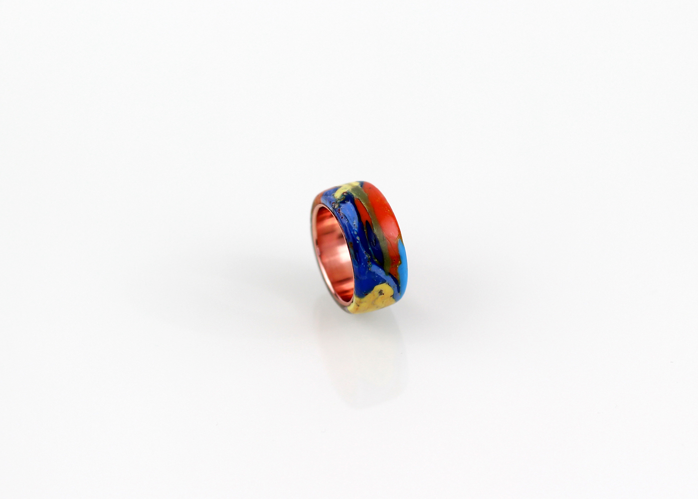 plastic rings handmade recycle colorful steel copper brass wood Accessory jewelry modern Urban abstract melted