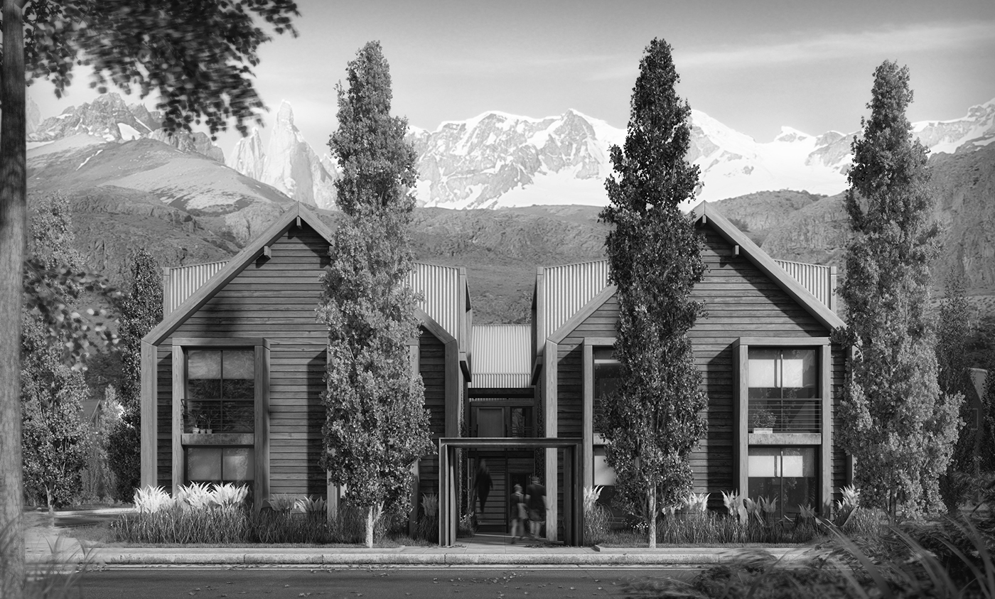 fitz roy patagonia argentina exterior bungalows mountain Renders architecture