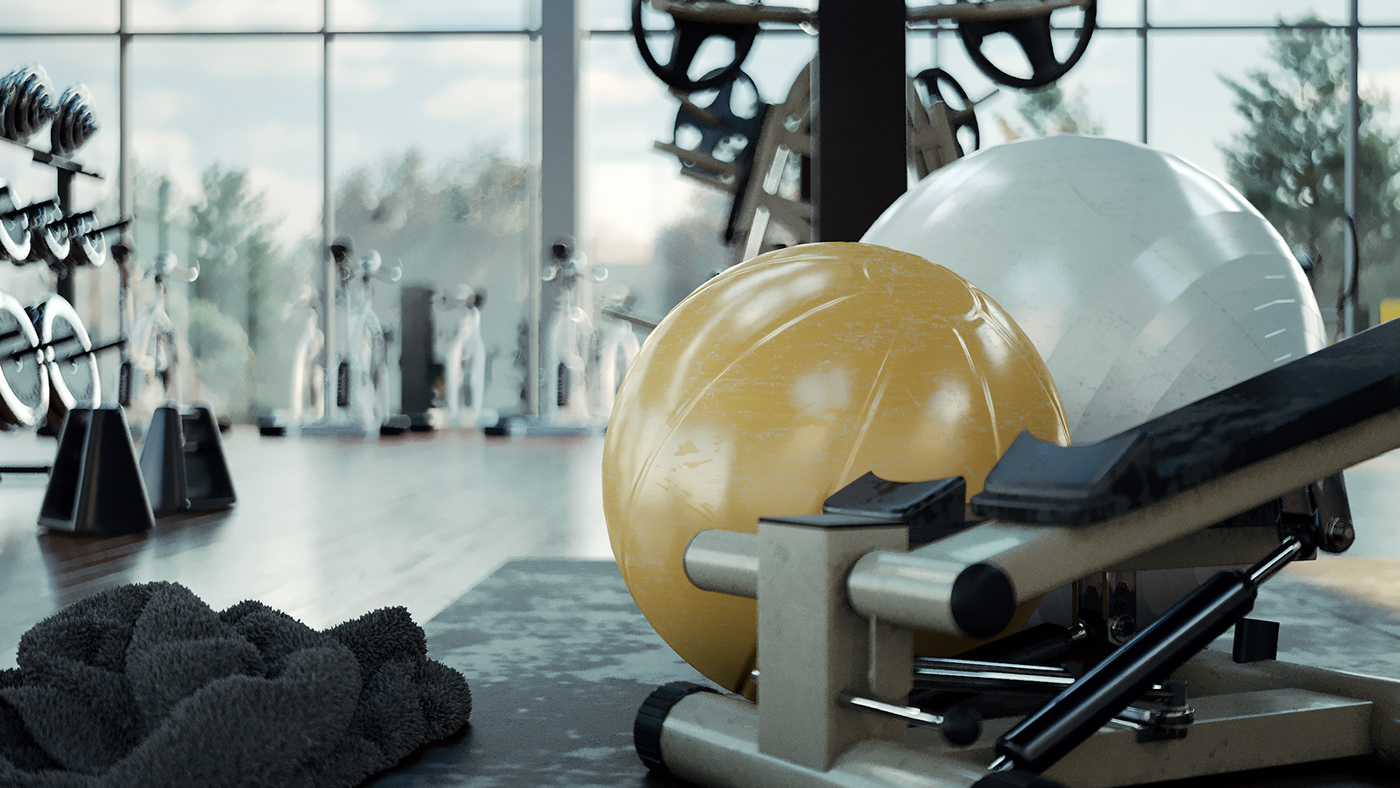 sunset gym apartment architectire coronerenderer vray 3dsmax aftereffect colorgrading shading