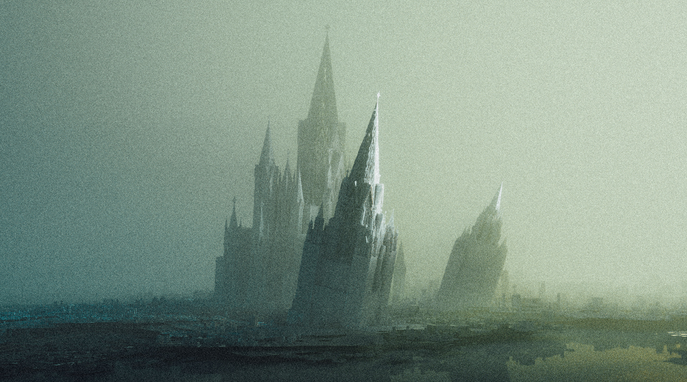 Landscape city Dystopia architecture fog