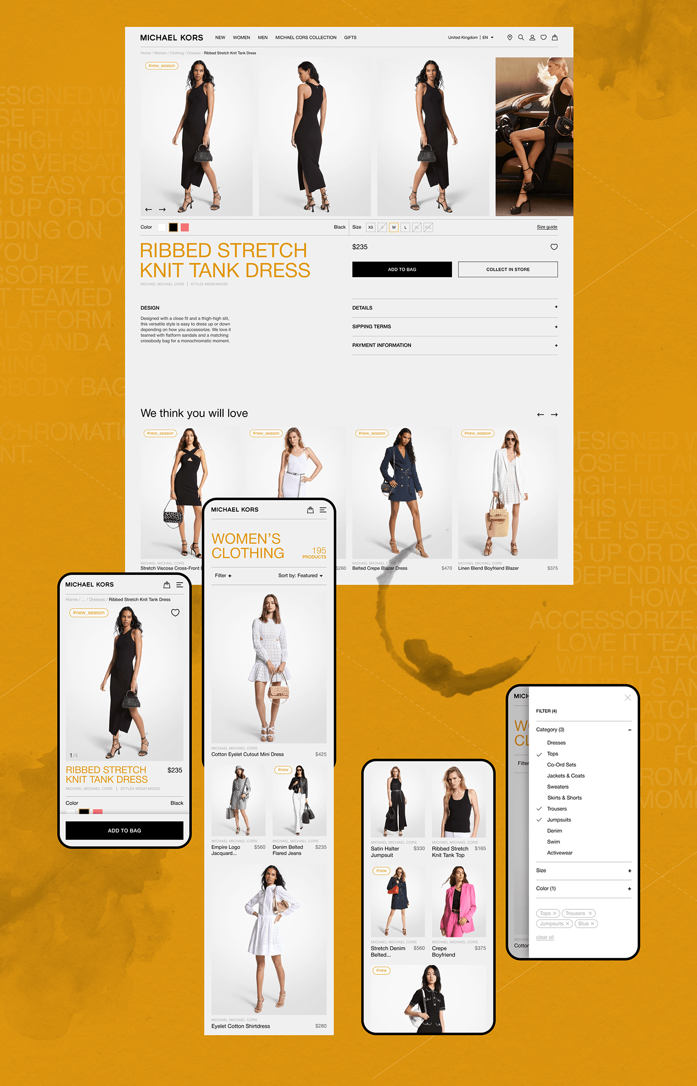 michael kors Fashion  Clothing e-commerce UI/UX Web Design  redesign Interface concept Figma