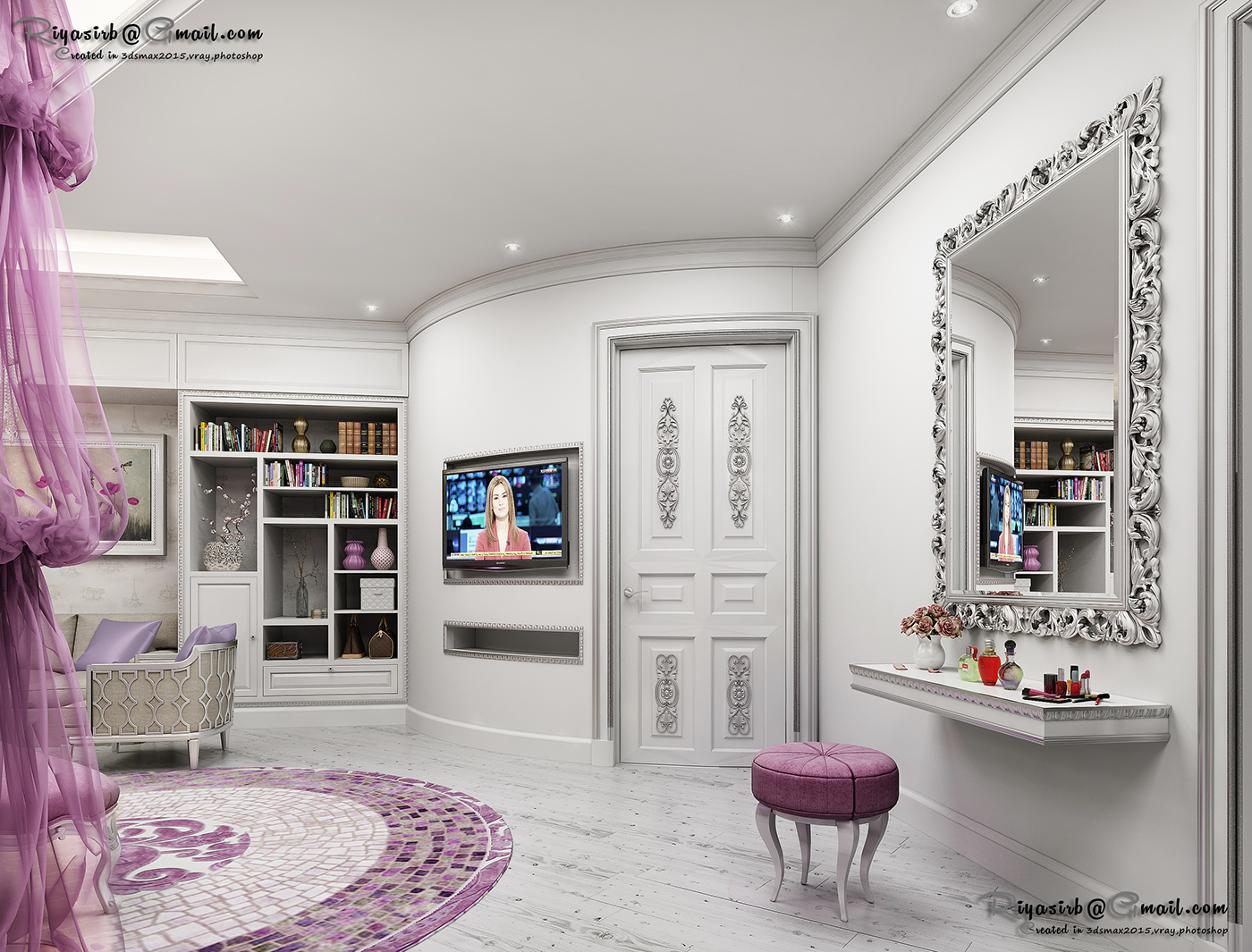 bedroom women pink 3dsmax vray Classic Interior 3D Render corona