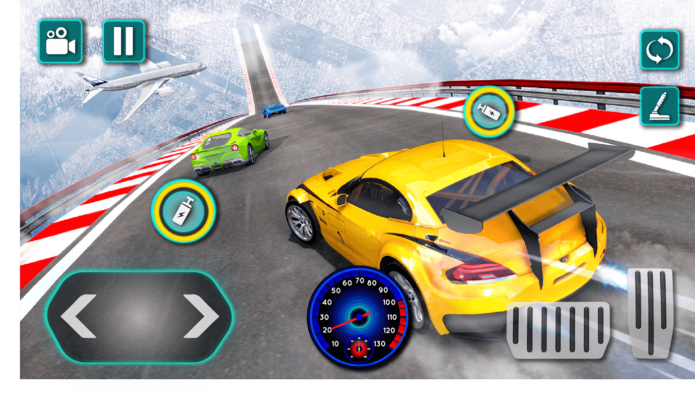 ui design UI/UX user interface Car Stunt game Ui mega 3D Car ramp stunt