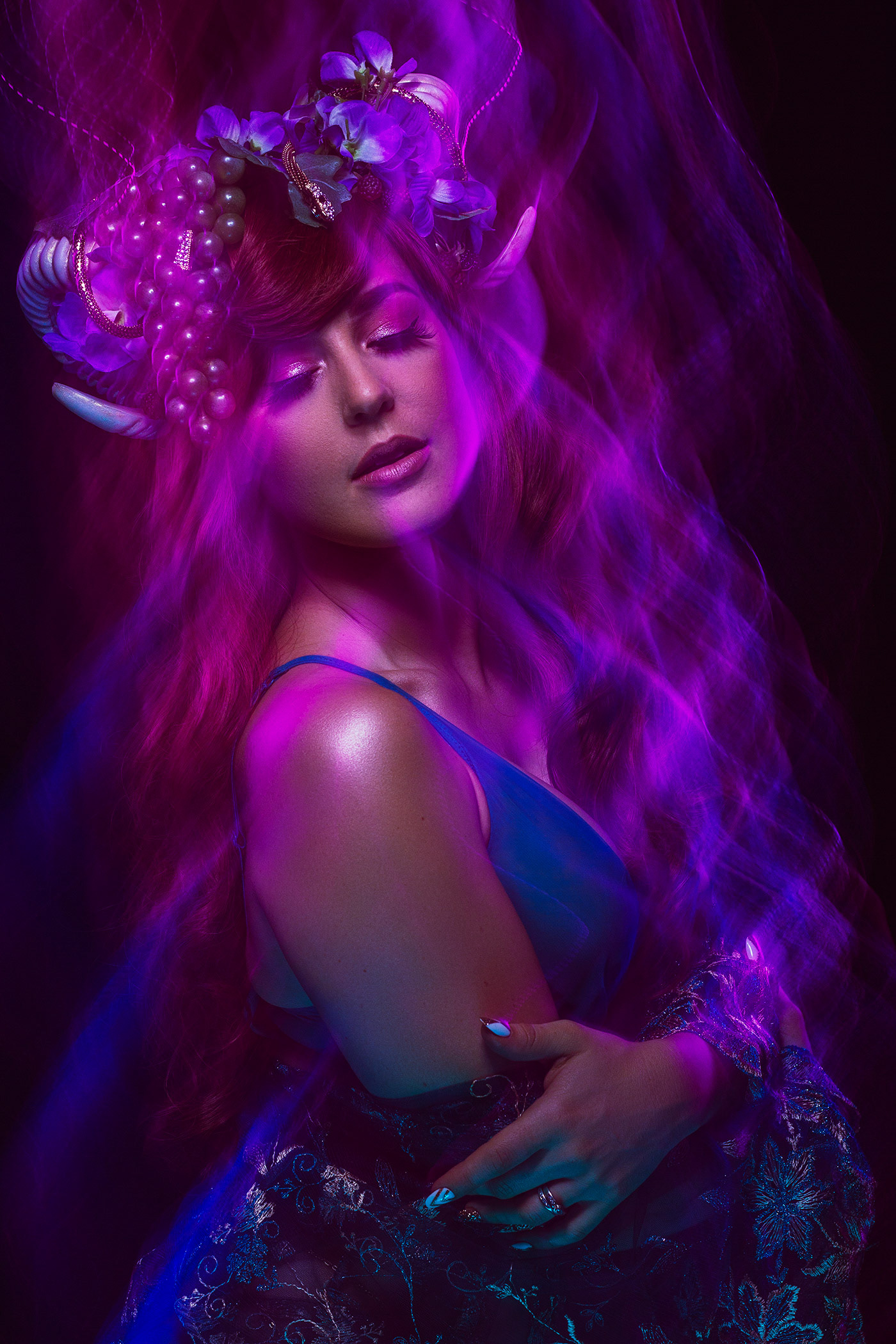 model studio long exposure portrait gels color gels woman beauty lingerie