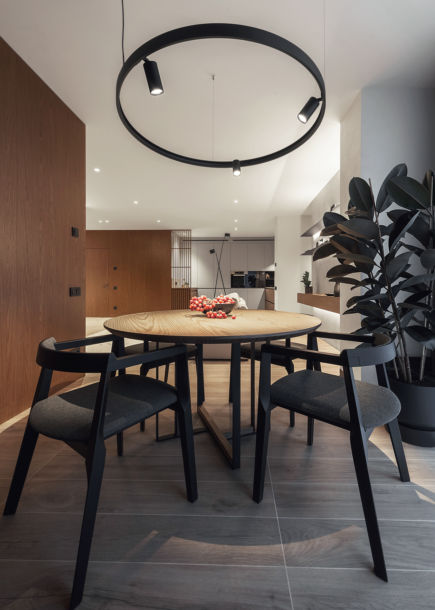 Interior design modern apartment elegant wood panels Kyiv ukraine nteamdesign