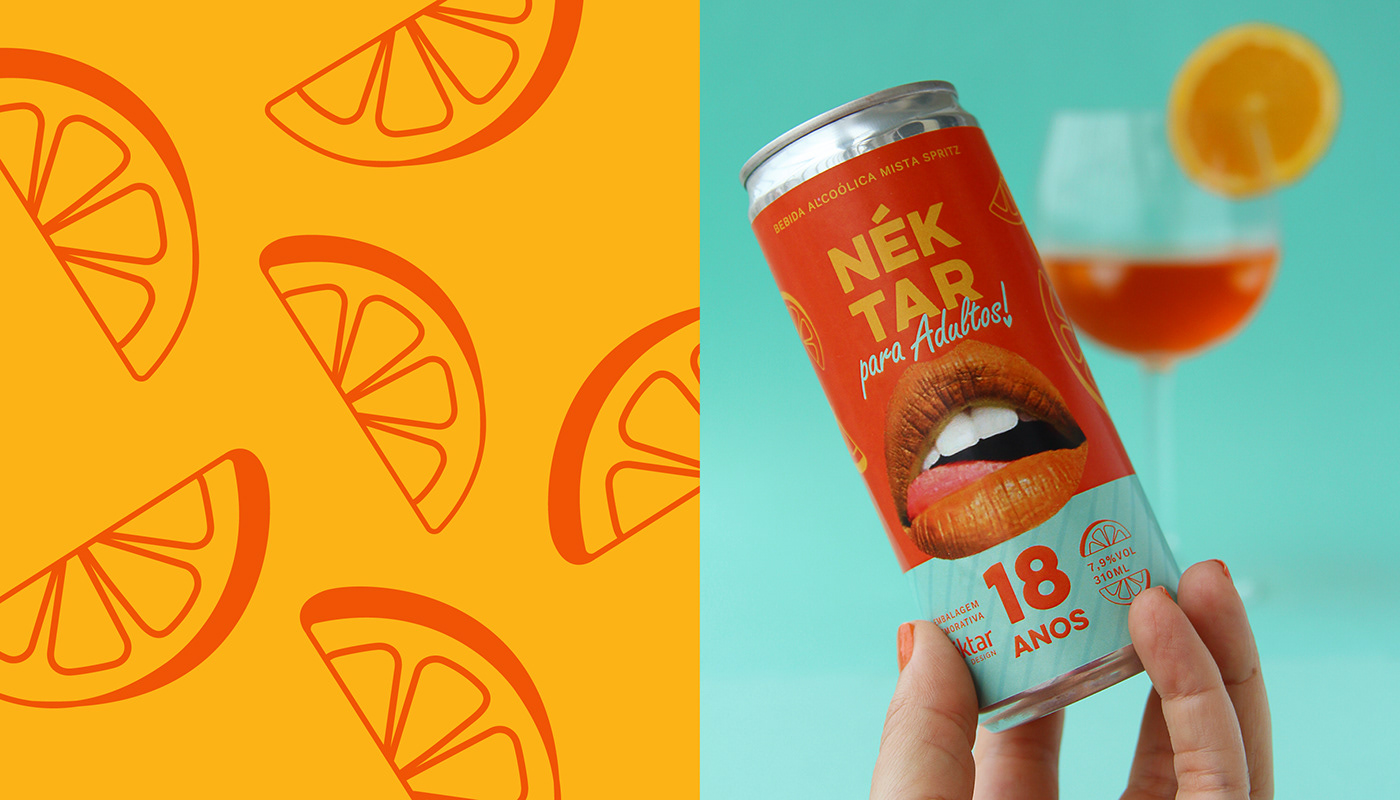 18 anos adulto can drink laranja lata Nektar orange promocional Spritz