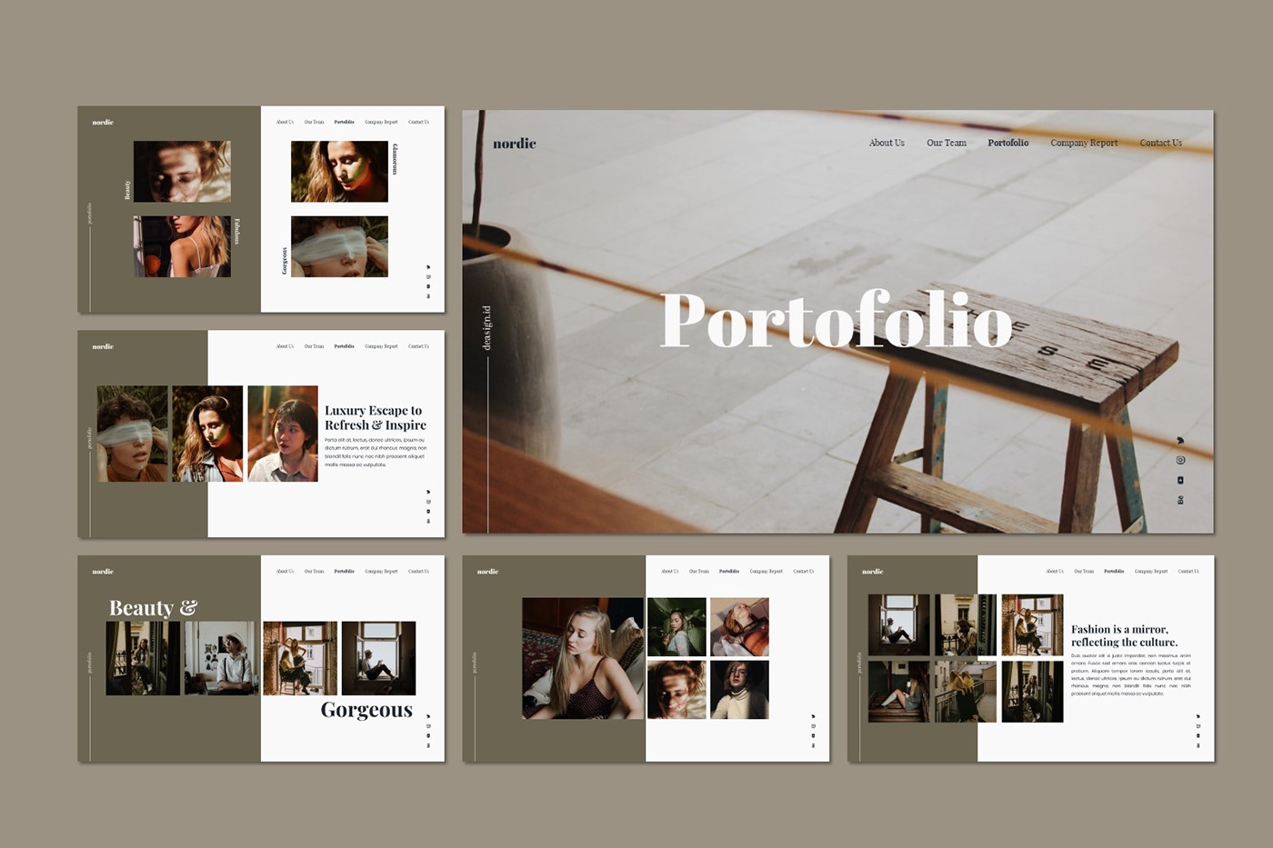 Powerpoint Keynote Google Slides Lookbook webLook Fashion  creative modern Catalogue freebies