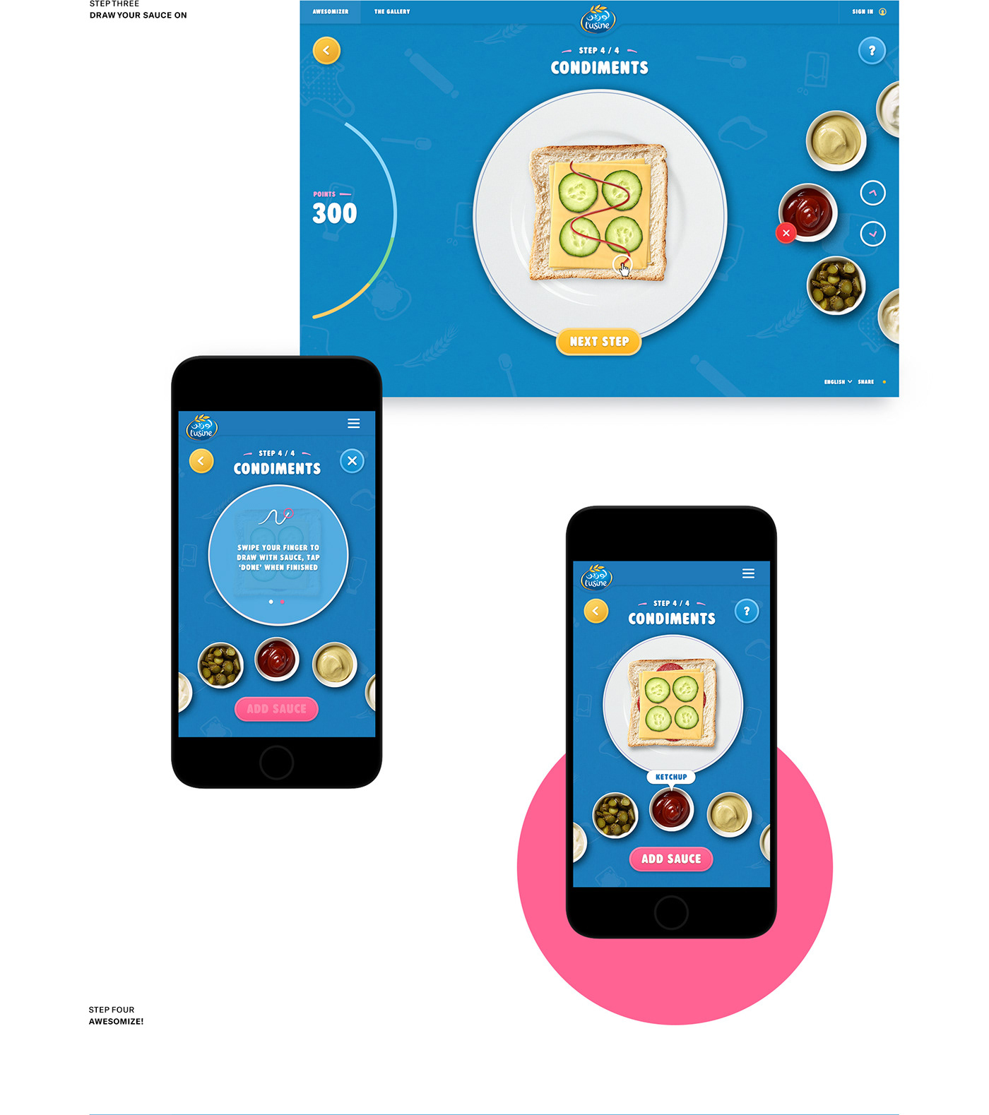 UI ux Website kids parents Experience tablet mobile Food  customiser