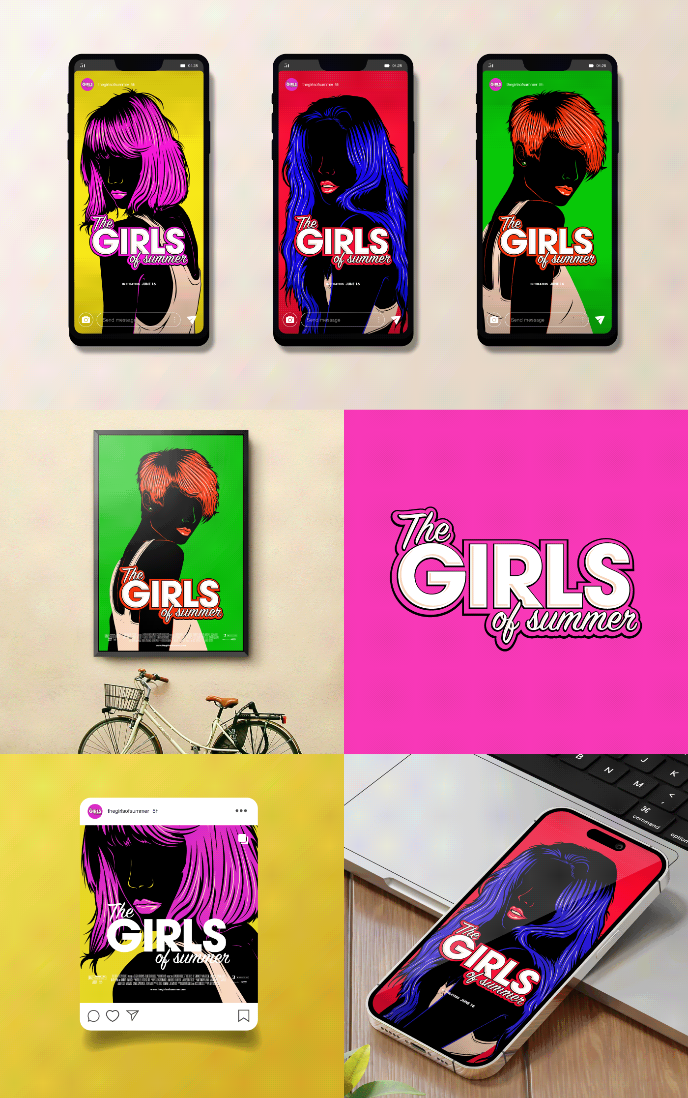 vector art design direction summer girls colors posters movie Film  