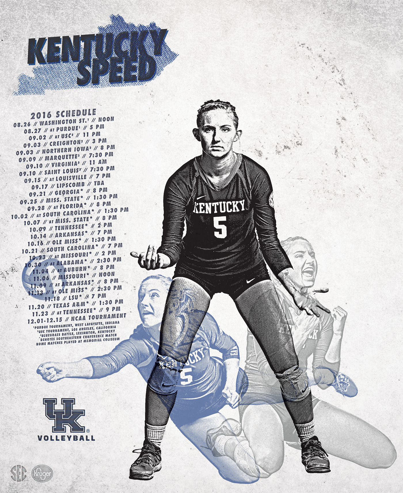 poster volleyball sports athletics NCAA SEC Kentucky college Poster Design