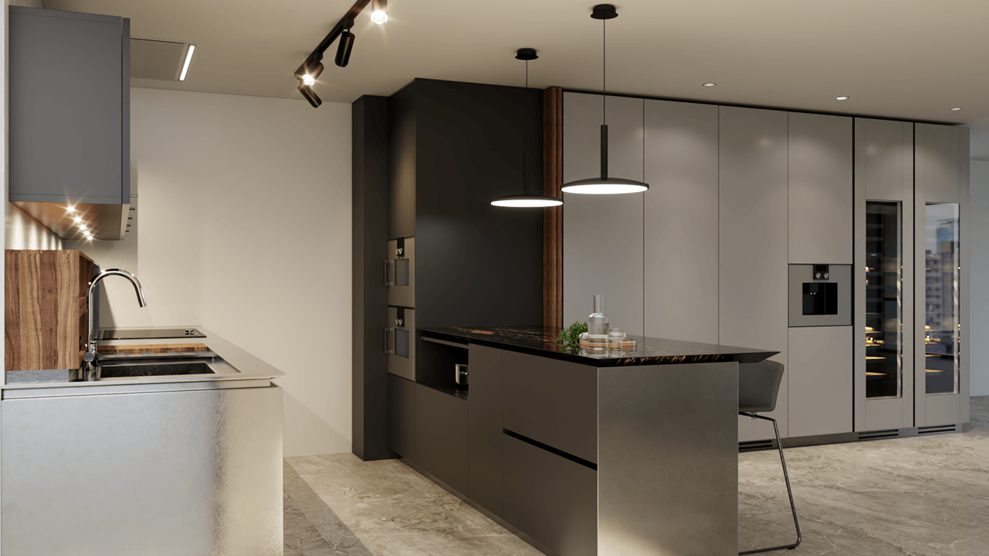 interior design  vray Boffi kitchen 3D
