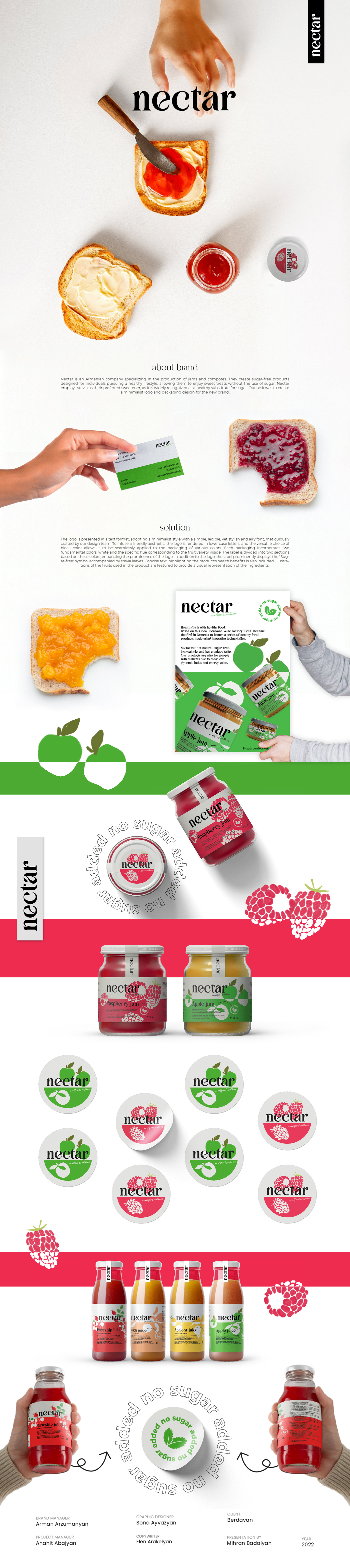 jam fruits branding  Packaging natural sugarfree organic Logo Design brand identity nectar