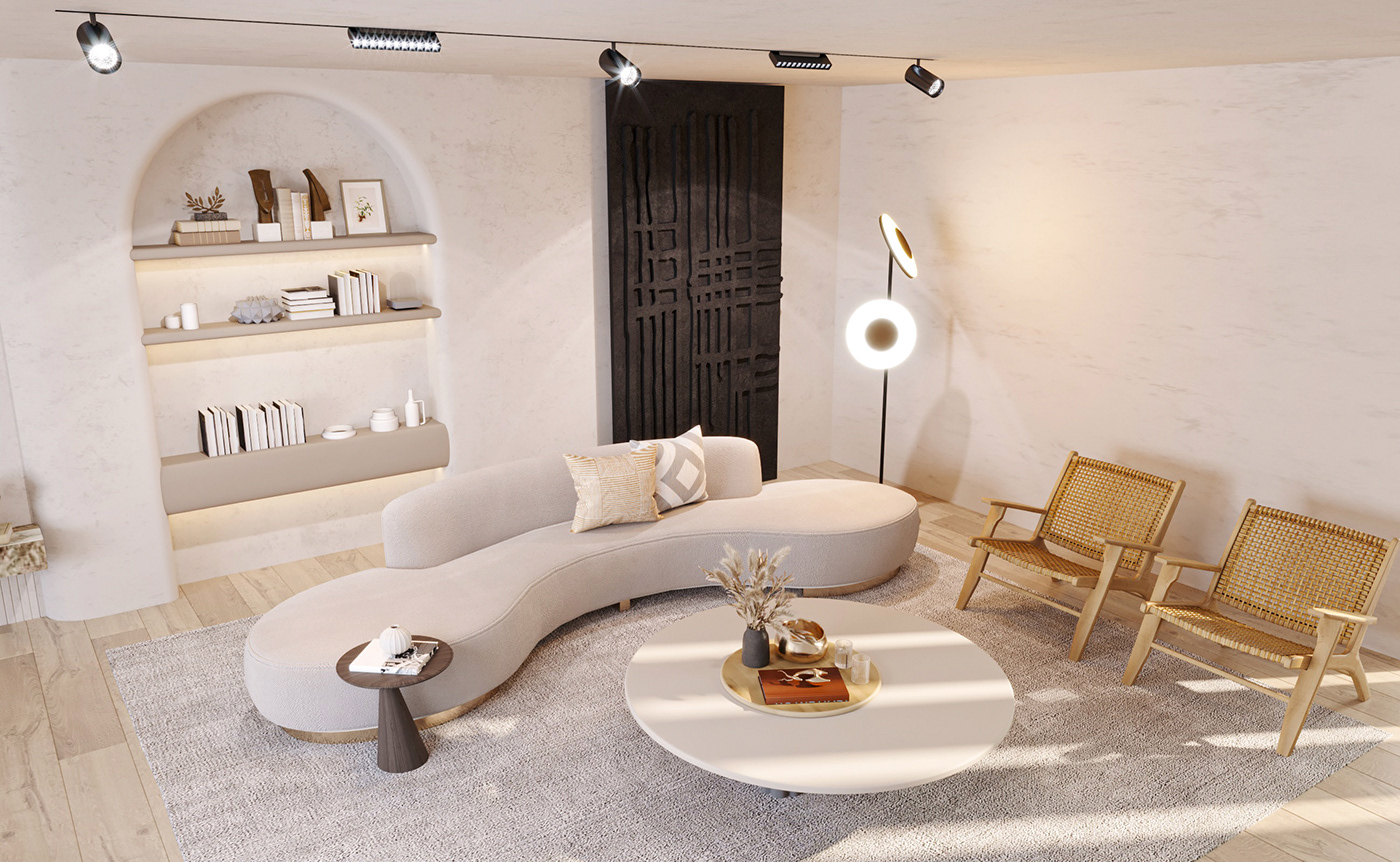 Couch interior design  sofa boho bohemian design рендер corona 3ds max visualization