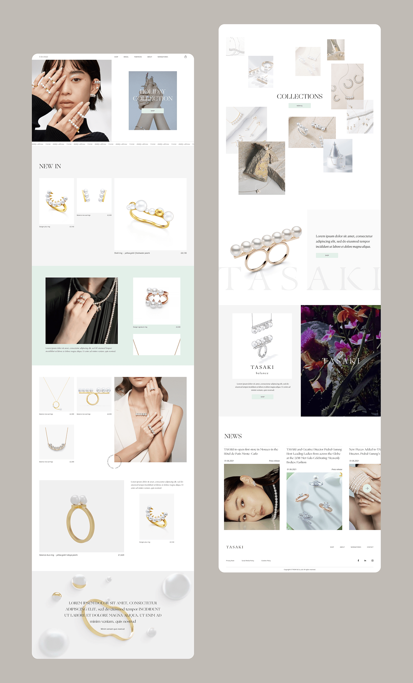 beauty beige Ecommerce highend Jewellery luxury shop UI UI/UX Webdesign