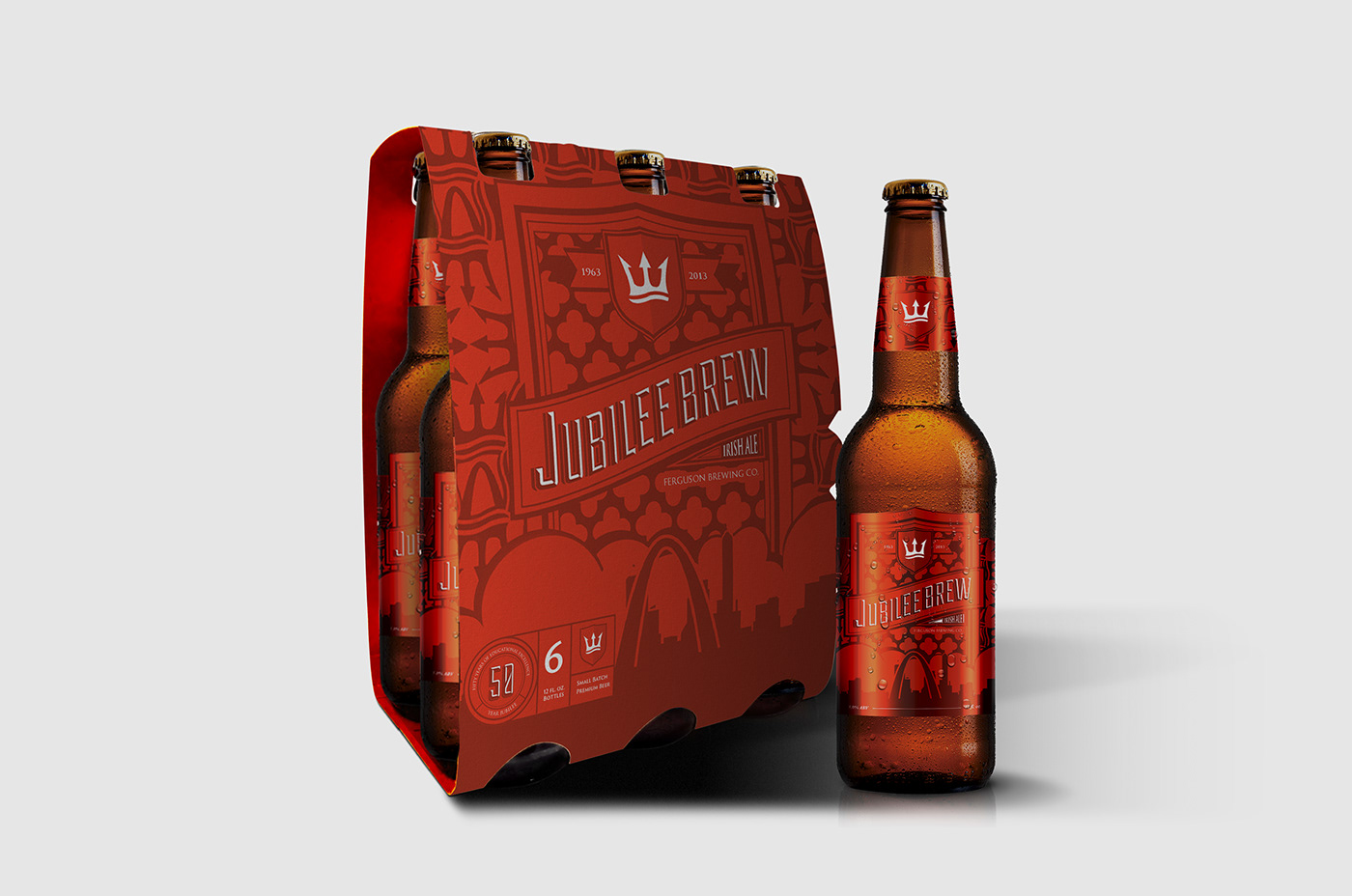 beer saint louis jubilee ferguson Label package case pattern red anniversary University