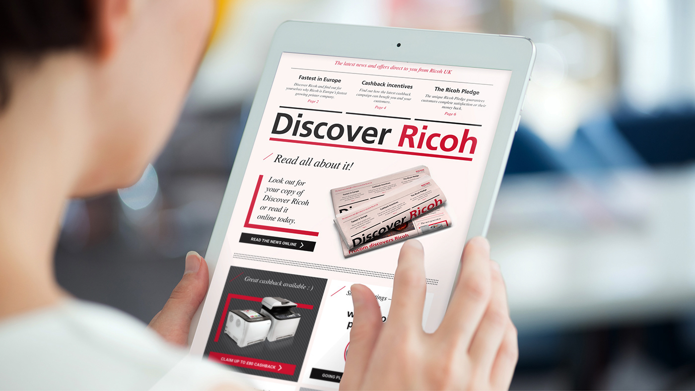 ricoh laser print b2b editorial design  newspaper newsletter Promotion