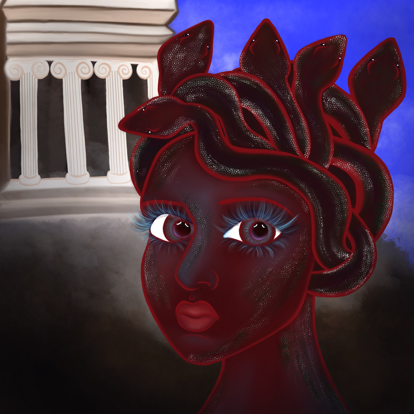 Character design  Digital Art  greek mythology ILLUSTRATION  medusa Procreate temple