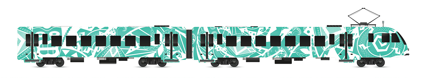 motif tramway polynesian tattoo Digital Art  Illustrator Graphic Designer turquoise Urban sea