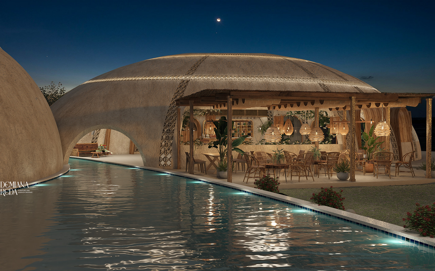 3dmodling environmental exterior Interior Jakuzzi massage resort restaurant Spa