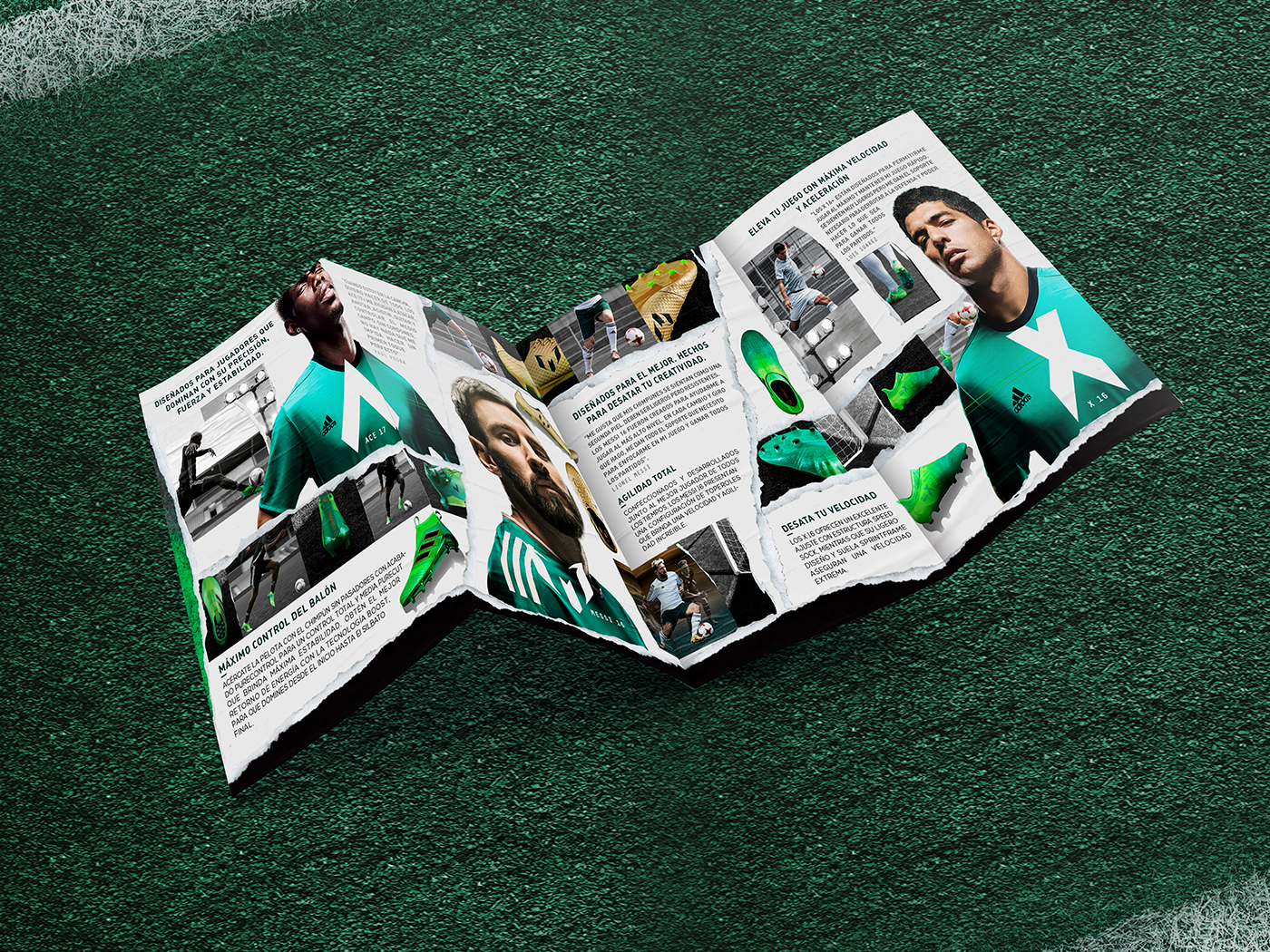 branding  marcas identidad brand mock up adidas brochure Futbol messi