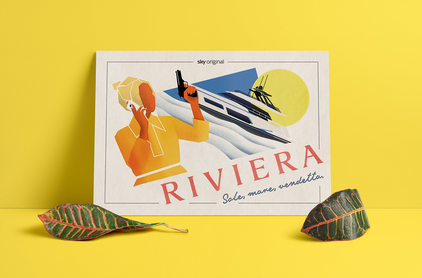 postcard ILLUSTRATION  art direction  Riviera tv series SKY sky original mail sea