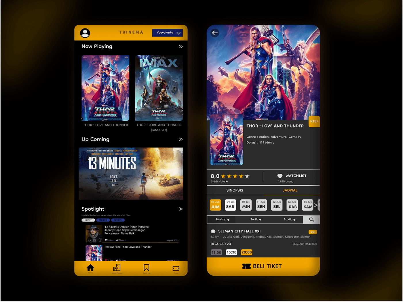 UI UI/UX Figma Mobile app gold Blackandgold elegant redesign Cinema