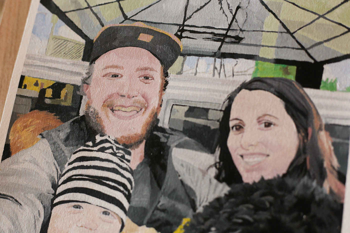 baby commission Drawing  family happy oil painting   traditional