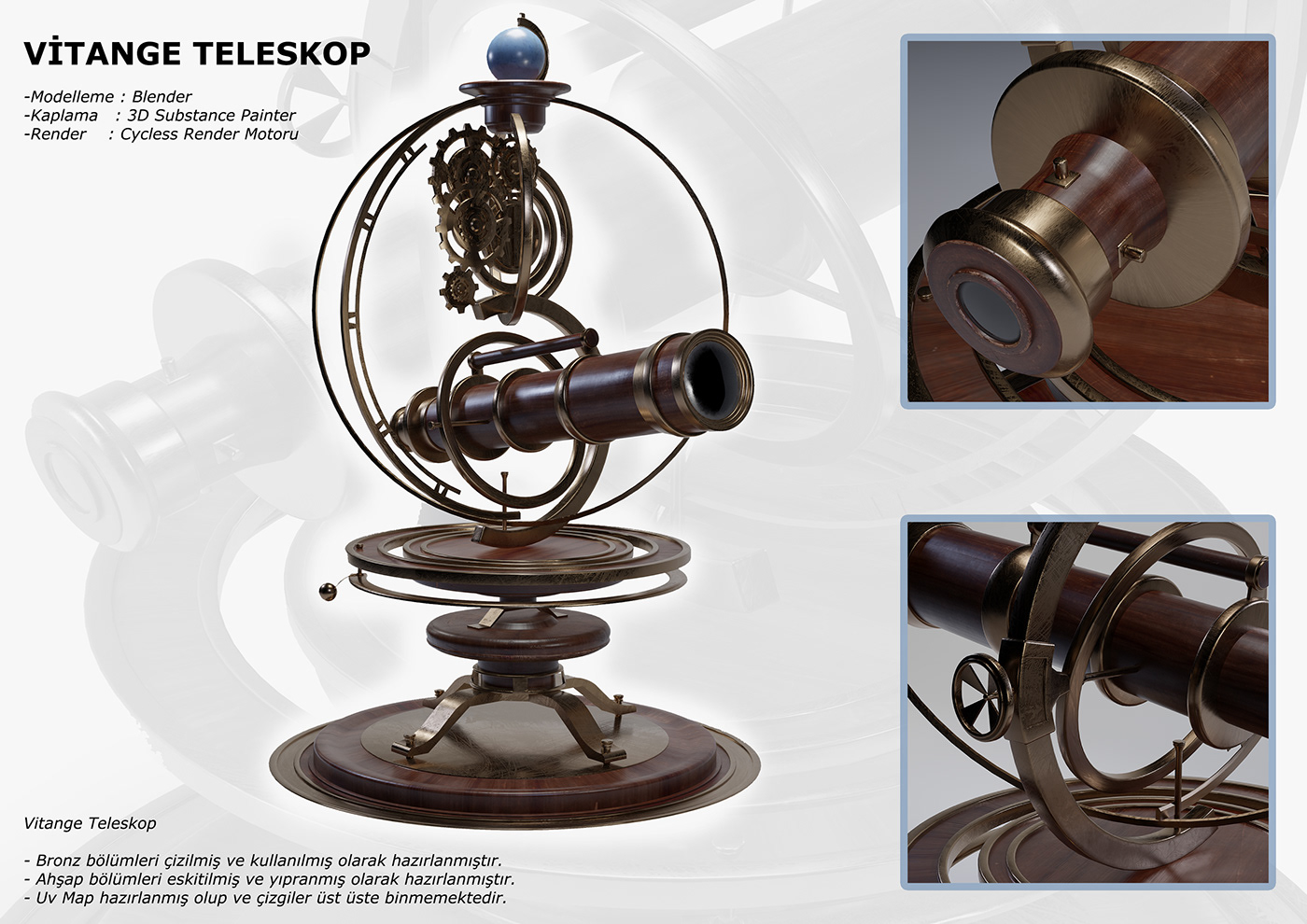 model blender blender 3d Telescope vintage game design  unity unity3D Turbosquid 3D model