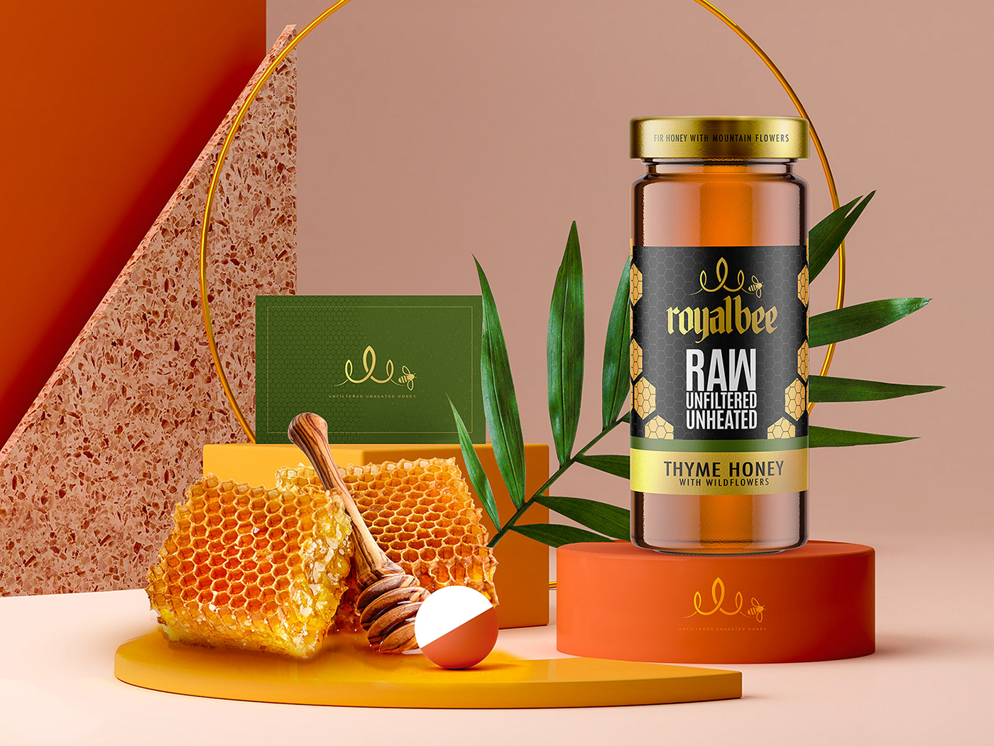 branding  Food  honey identity jar Label logo Mockup Packaging products