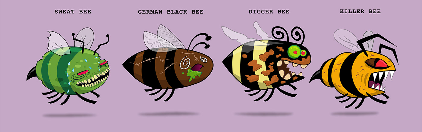 bee Character design toy product concept graphic zombees evil zombeez
